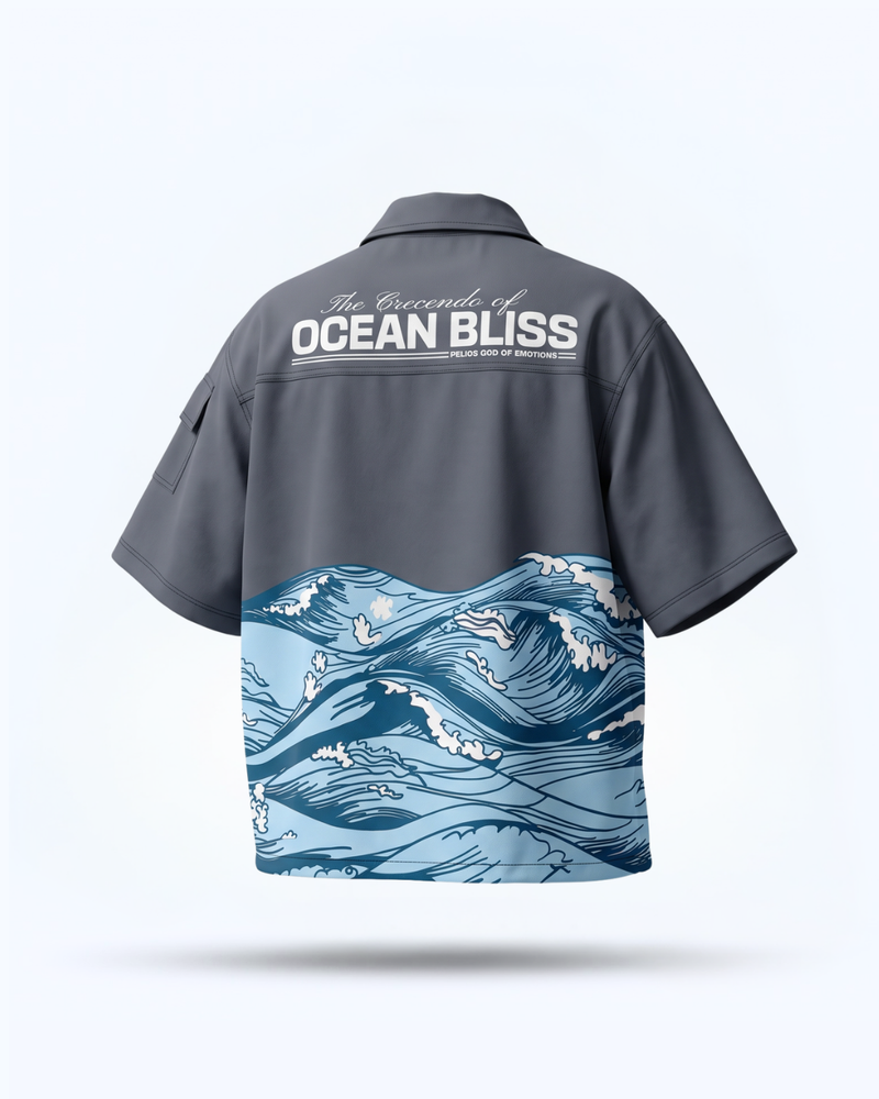 OCEAN BLISS CROPPED BOWLING SHIRT