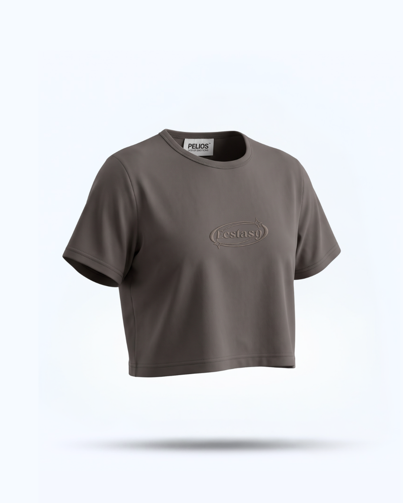 ECSTASY WOMEN BABY TEE (CHARCOAL GREY)