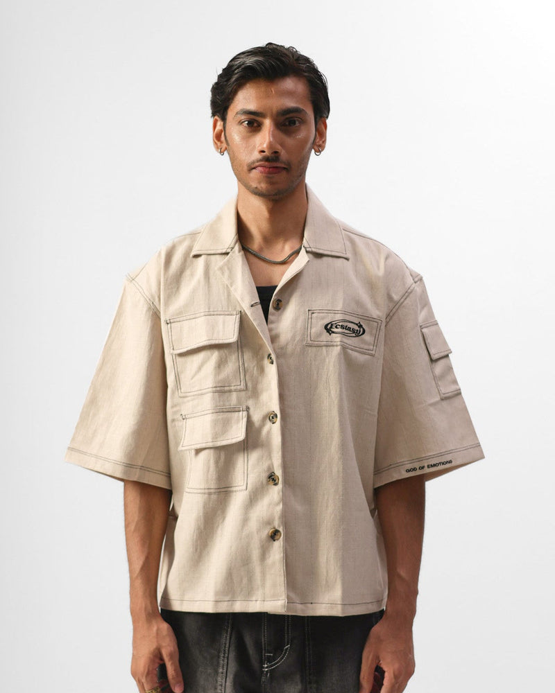 MOMENTOS CROPPED BOWLING SHIRT