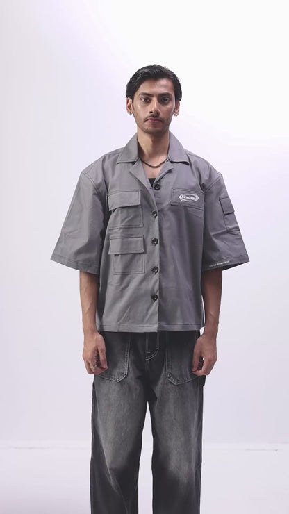 OCEAN BLISS CROPPED BOWLING SHIRT